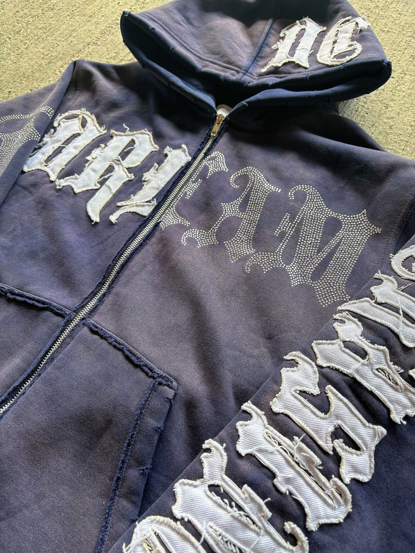 Dream Chasing Rhinestone/Distressed Embroidery Hoodie