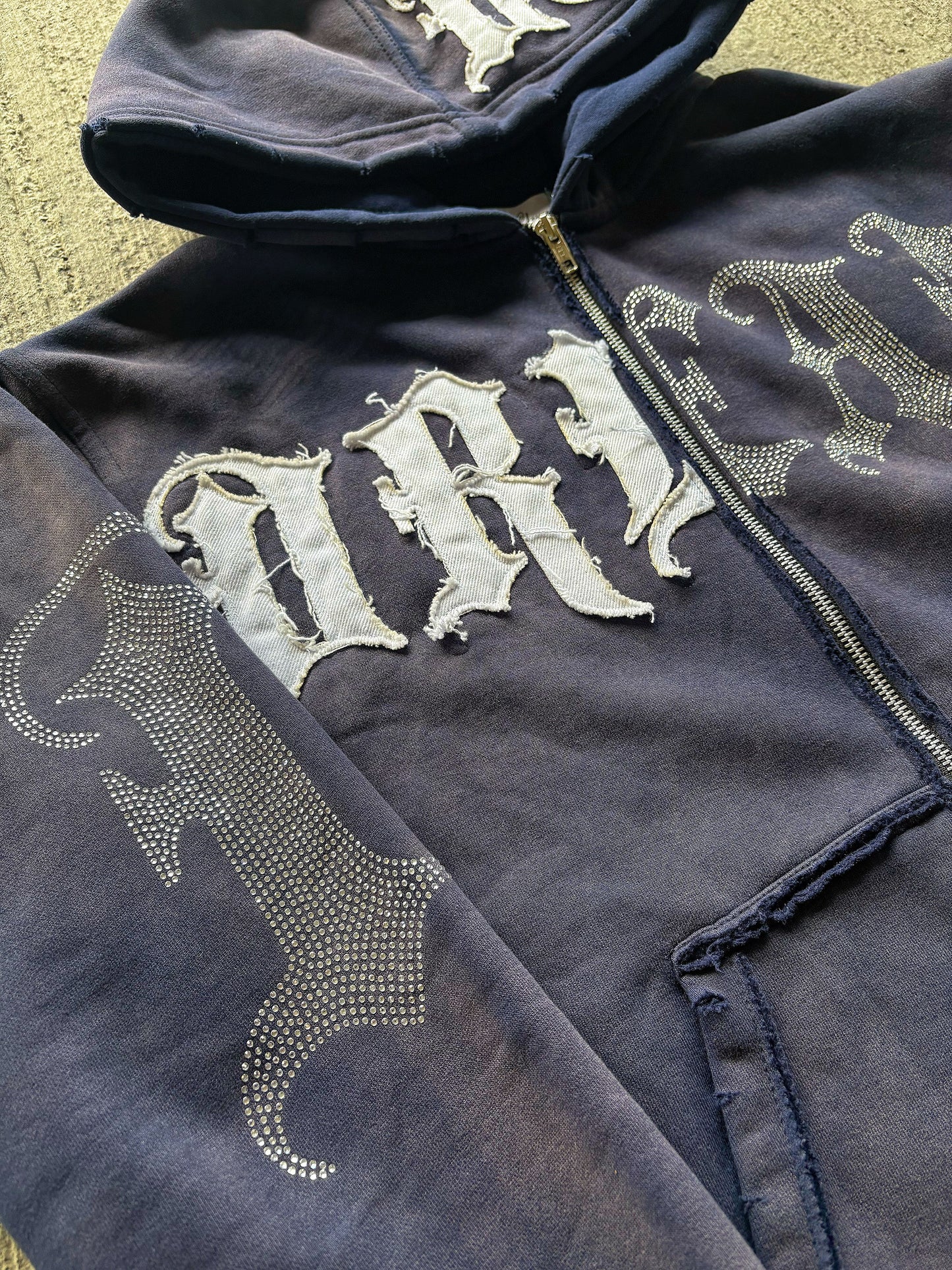 Dream Chasing Rhinestone/Distressed Embroidery Hoodie