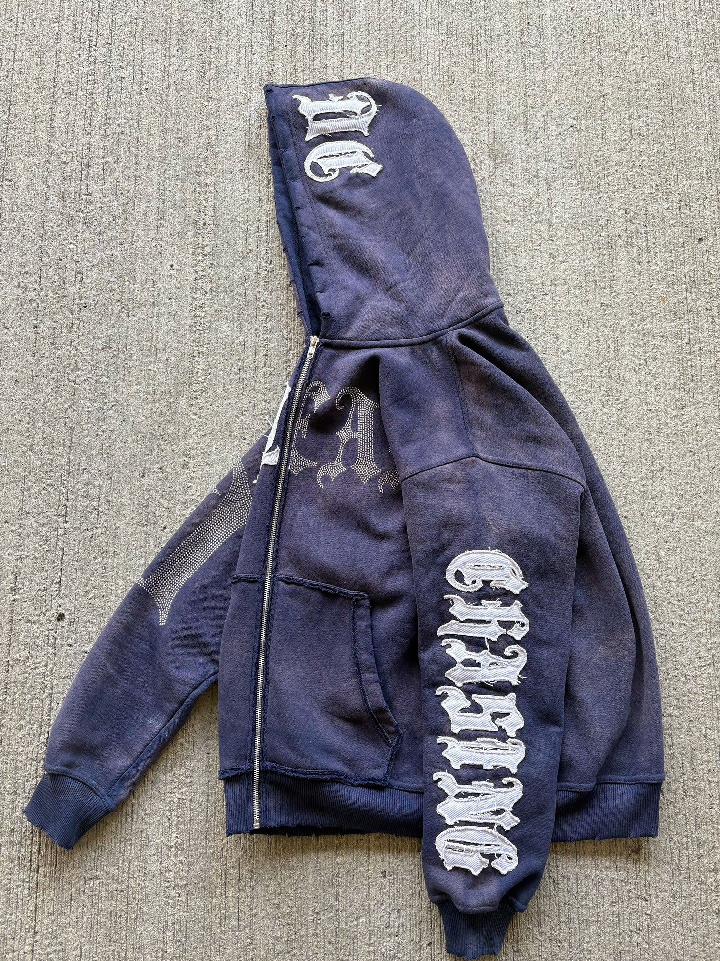 Dream Chasing Rhinestone/Distressed Embroidery Hoodie