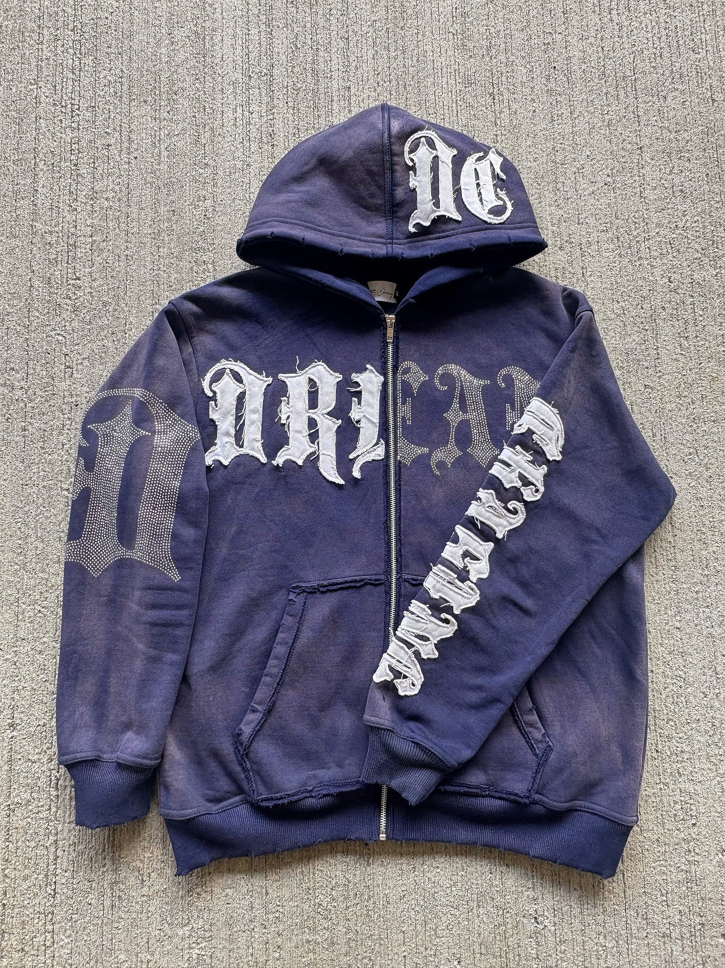 Dream Chasing Rhinestone/Distressed Embroidery Hoodie
