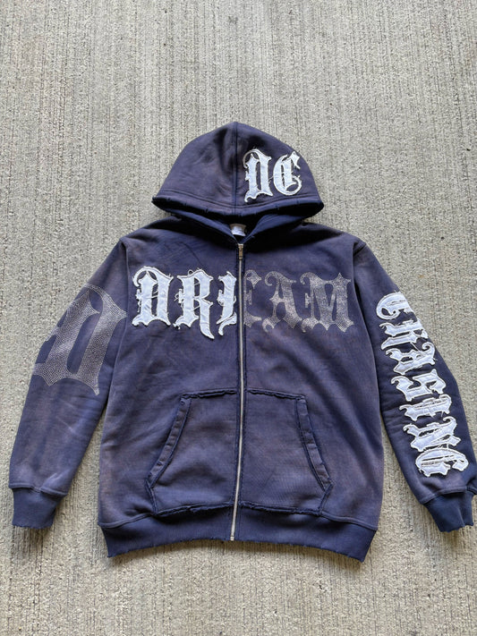 Dream Chasing Rhinestone/Distressed Embroidery Hoodie
